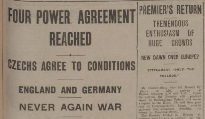 Headline from The Cornishman 6th October 1938 (Morrab Library)